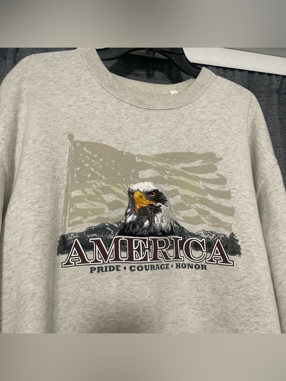 90s Embroidered America Eagle Graphic Nature Outdoor Sweatshirt Pullover Size L